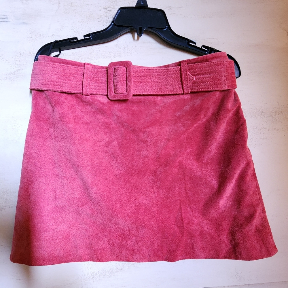 Pink leather skirt